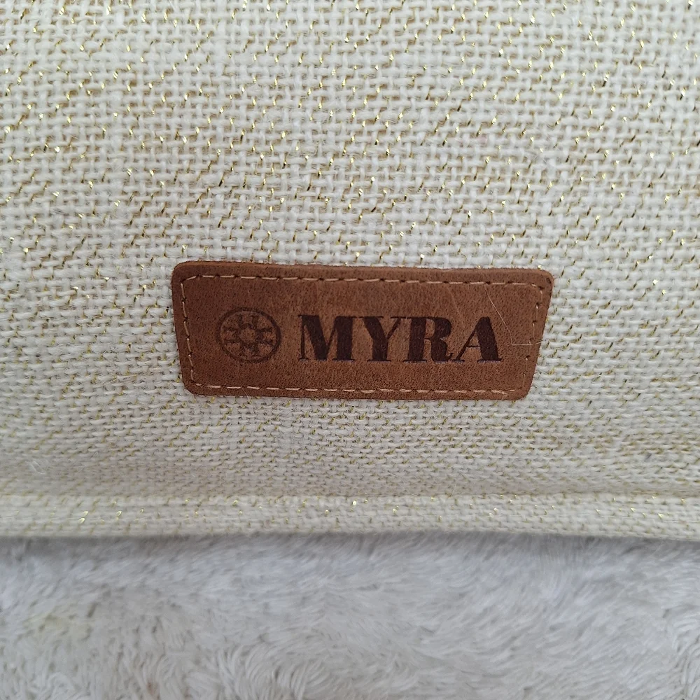 MYRA Chevron Patterned Tote Bag with Leather Straps